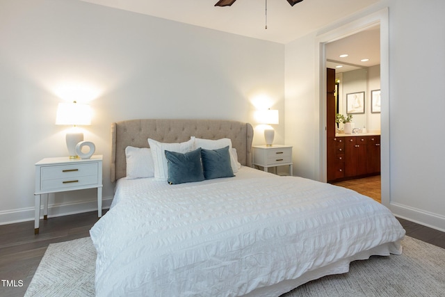618 N Boylan Ave Unit 520, Raleigh, NC 27603 - bedroom featuring wood finished floors, connected bathroom, and recessed lighting