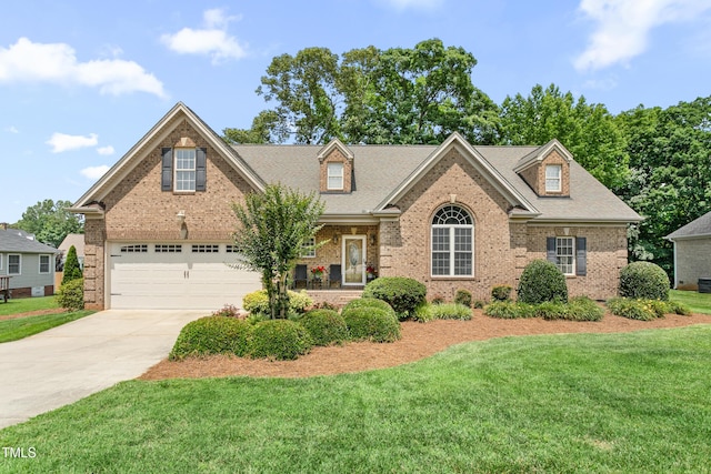 412 Whitt Ave, Burlington, NC 27215 - view of front facade featuring brick siding, concrete driveway, a front yard, and a garage