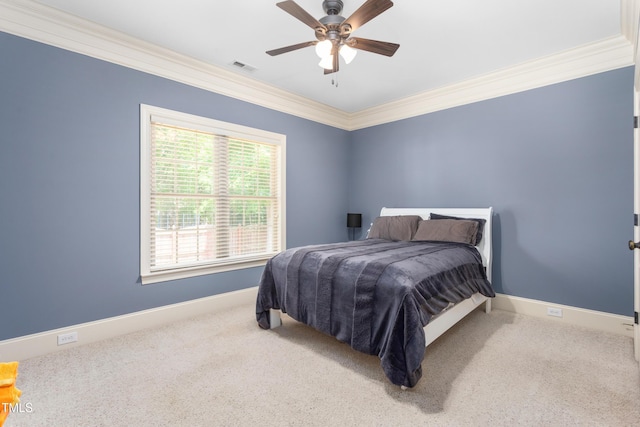 412 Whitt Ave, Burlington, NC 27215 - carpeted bedroom with ornamental molding and a ceiling fan