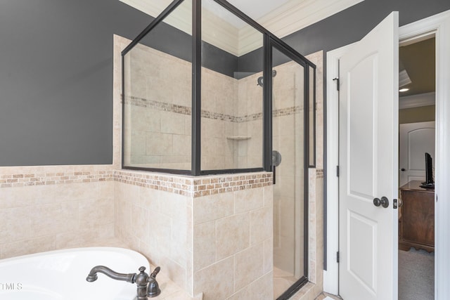 412 Whitt Ave, Burlington, NC 27215 - full bath featuring a shower stall, ornamental molding, and a bath