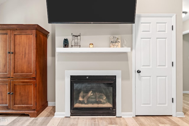 2809 Titleist Dr, Hillsborough, NC 27278 - detailed view of wood finished floors and a glass covered fireplace