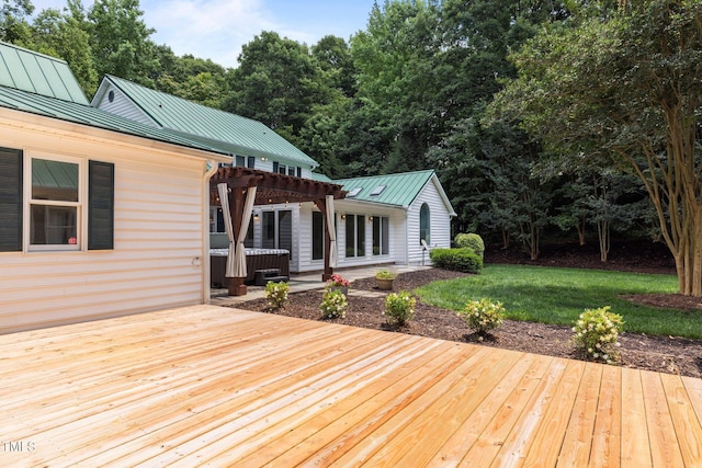 300 Oak Ridge Dr, Hillsborough, NC 27278 - wooden deck with a pergola and a jacuzzi