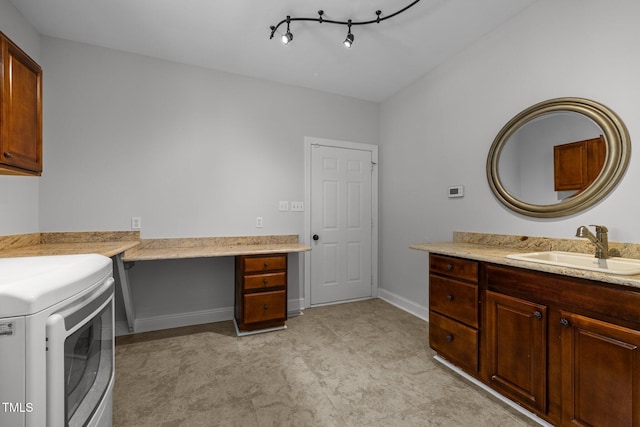 300 Oak Ridge Dr, Hillsborough, NC 27278 - laundry room with cabinet space, an office area, and washer and clothes dryer
