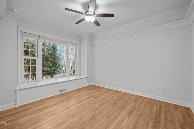 300 Oak Ridge Dr, Hillsborough, NC 27278 - empty room featuring a ceiling fan, light wood-type flooring, and ornamental molding