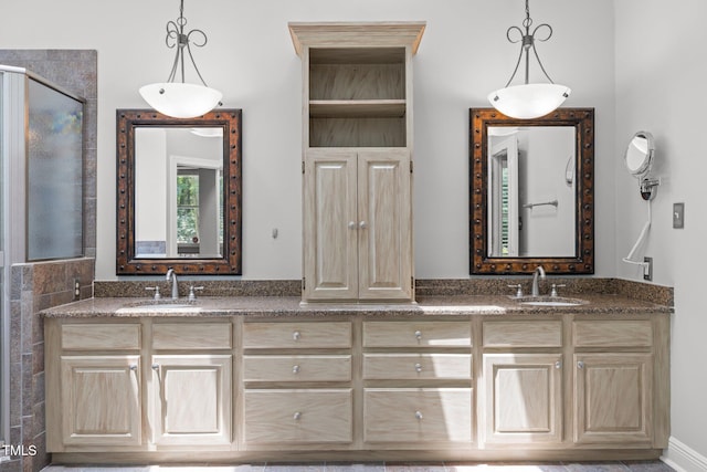300 Oak Ridge Dr, Hillsborough, NC 27278 - bathroom featuring double vanity and a stall shower