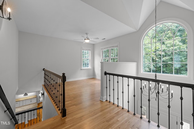 300 Oak Ridge Dr, Hillsborough, NC 27278 - corridor with an upstairs landing and wood finished floors