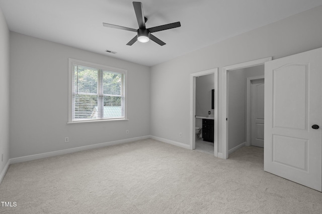 300 Oak Ridge Dr, Hillsborough, NC 27278 - unfurnished bedroom with light carpet, ensuite bathroom, and ceiling fan