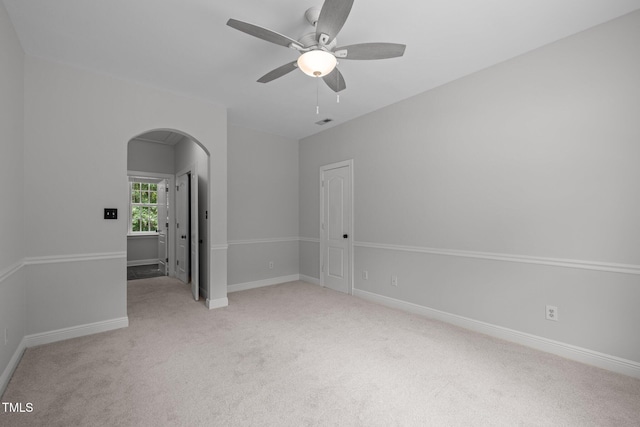 300 Oak Ridge Dr, Hillsborough, NC 27278 - unfurnished room with arched walkways, a ceiling fan, and carpet floors