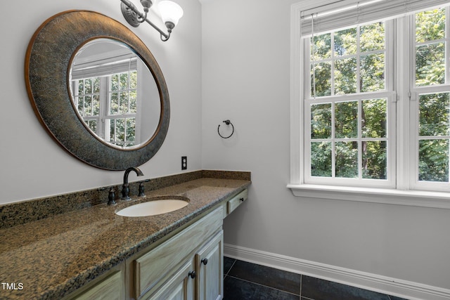 300 Oak Ridge Dr, Hillsborough, NC 27278 - bathroom featuring vanity, tile patterned floors, and plenty of natural light