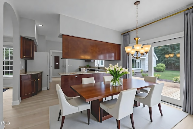 300 Oak Ridge Dr, Hillsborough, NC 27278 - dining room featuring a chandelier, light wood-style floors, and recessed lighting