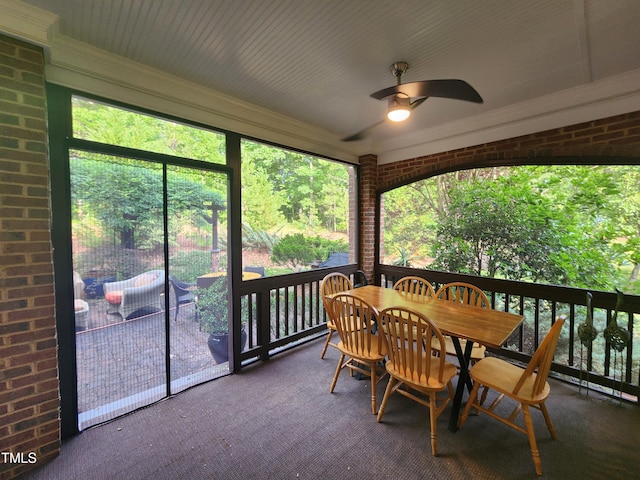 502 Willowmere Ct, Cary, NC 27513 - sunroom with ceiling fan and outdoor dining space