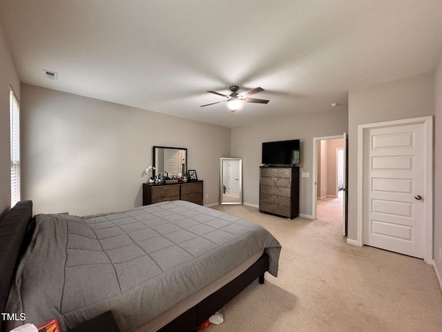 1005 Lathrop Ln, Apex, NC 27523 - bedroom featuring light carpet and a ceiling fan