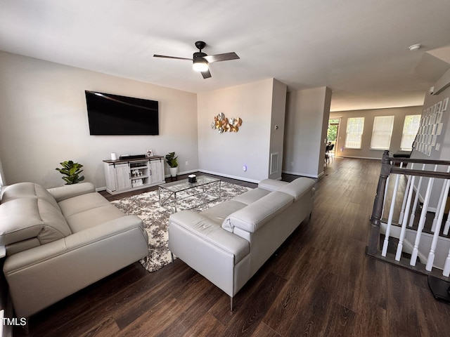 1005 Lathrop Ln, Apex, NC 27523 - living room with wood finished floors and ceiling fan