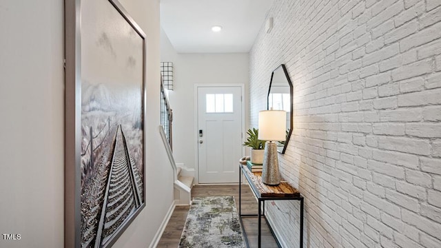 429 Belgian Red Way, Wake Forest, NC 27587 - entryway with dark wood-style flooring and baseboards