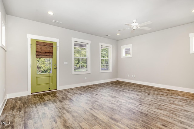 442 Granite Mill Blvd, Chapel Hill, NC 27516 - unfurnished room with wood finished floors, ceiling fan, and recessed lighting