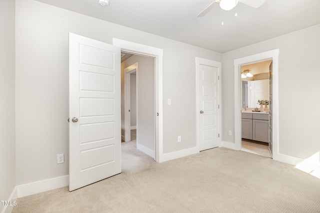 442 Granite Mill Blvd, Chapel Hill, NC 27516 - unfurnished bedroom with light carpet, ensuite bath, and a ceiling fan