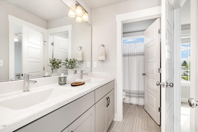 442 Granite Mill Blvd, Chapel Hill, NC 27516 - full bath with double vanity, healthy amount of natural light, and a shower with curtain