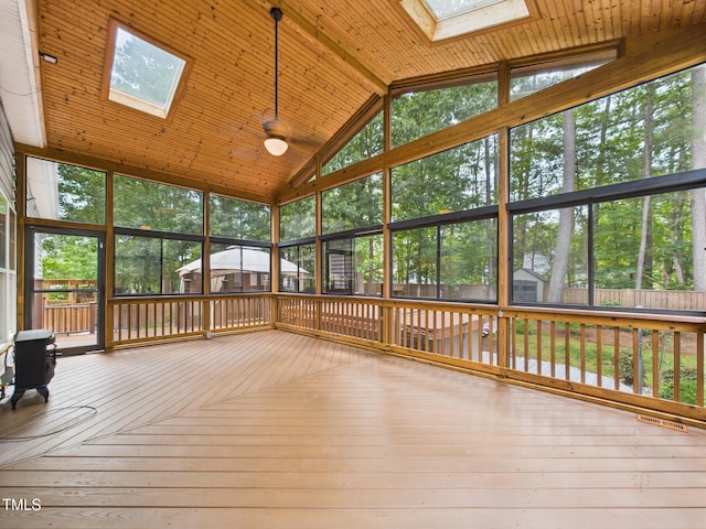 7501 Montibillo Pkwy, Durham, NC 27713 - unfurnished sunroom featuring a skylight, plenty of natural light, and lofted ceiling