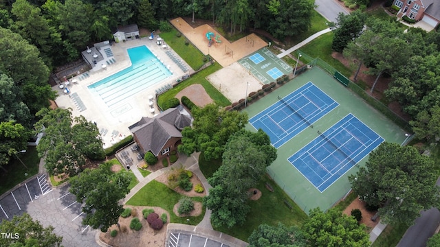 7501 Montibillo Pkwy, Durham, NC 27713 - aerial view of property's location with a pool