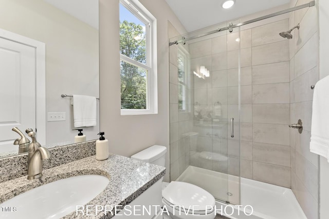 7678 New Sandy Hill Church Rd, Sims, NC 27880 - bathroom with healthy amount of natural light, vanity, and a shower stall