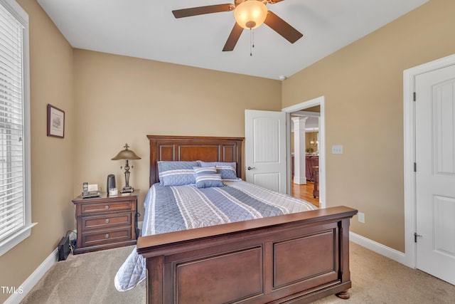 3728 Marwick Ct, Wendell, NC 27591 - bedroom featuring light colored carpet and a ceiling fan