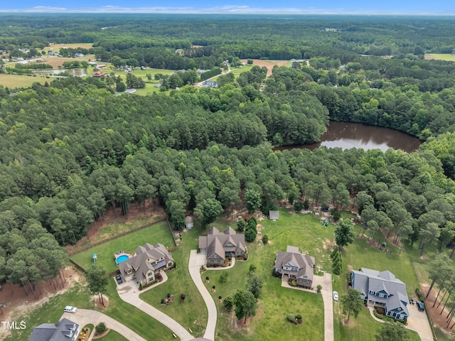 3728 Marwick Ct, Wendell, NC 27591 - aerial view of property and surrounding area featuring a heavily wooded area and a large body of water