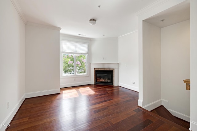 400 W Rosemary St Unit 114, Chapel Hill, NC 27516 - unfurnished living room with crown molding, wood finished floors, and a tile fireplace