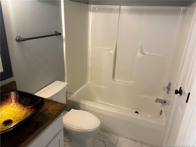 5931 Gist Pl, Fayetteville, NC 28306 - full bathroom featuring marble finish flooring, vanity, and shower / bathtub combination