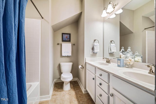 42 Juneberry Dr, Chapel Hill, NC 27516 - bathroom with shower / tub combo, double vanity, and tile patterned flooring
