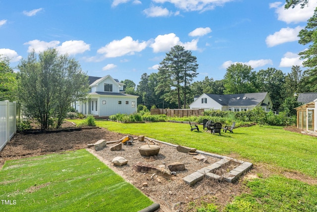 5107 Overhill St, Raleigh, NC 27603 - view of yard with a fire pit