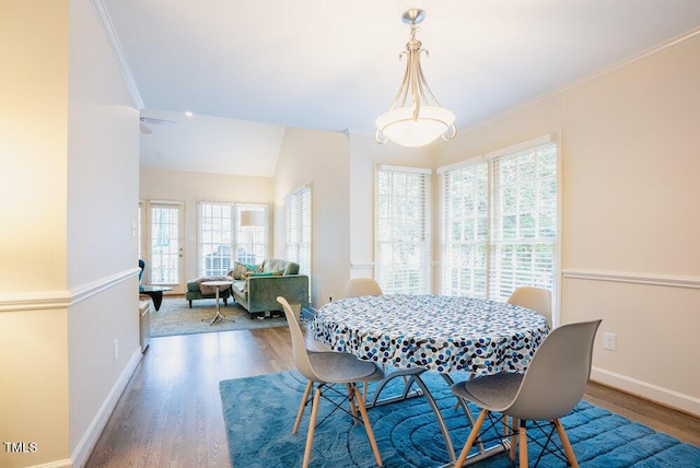 10 Marchmont Ct, Durham, NC 27705 - dining space with plenty of natural light, wood finished floors, and ornamental molding
