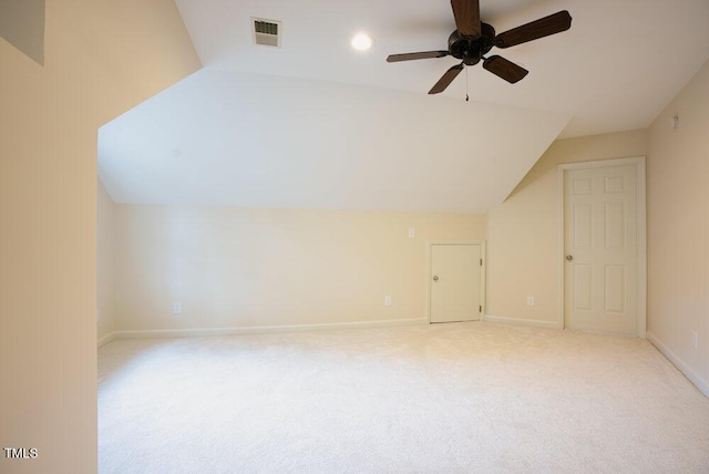 10 Marchmont Ct, Durham, NC 27705 - bonus room with vaulted ceiling, a ceiling fan, light carpet, and recessed lighting