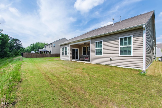 202 E Painted Way, Clayton, NC 27527 - rear view of property featuring a ceiling fan and a patio