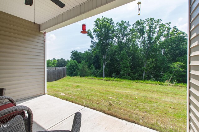 202 E Painted Way, Clayton, NC 27527 - view of patio featuring ceiling fan