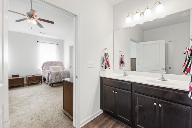 202 E Painted Way, Clayton, NC 27527 - bathroom with ensuite bath, double vanity, and a ceiling fan