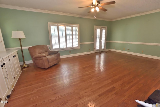 2708 Coleberry Trl, Rocky Mount, NC 27804 - sitting room with ceiling fan, wood finished floors, and crown molding
