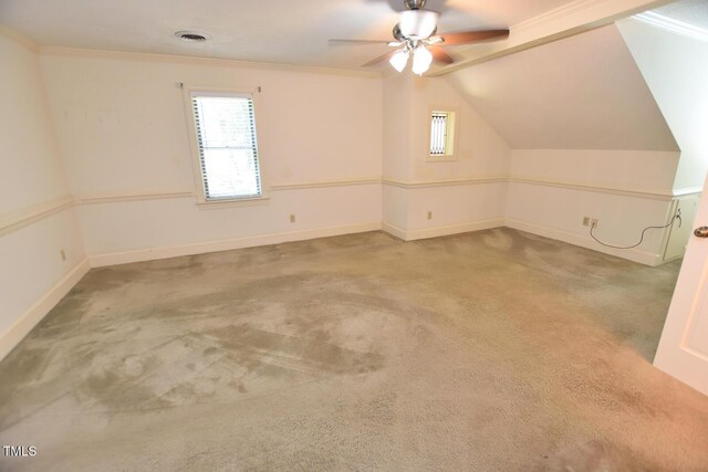 2708 Coleberry Trl, Rocky Mount, NC 27804 - additional living space with carpet, ceiling fan, and vaulted ceiling