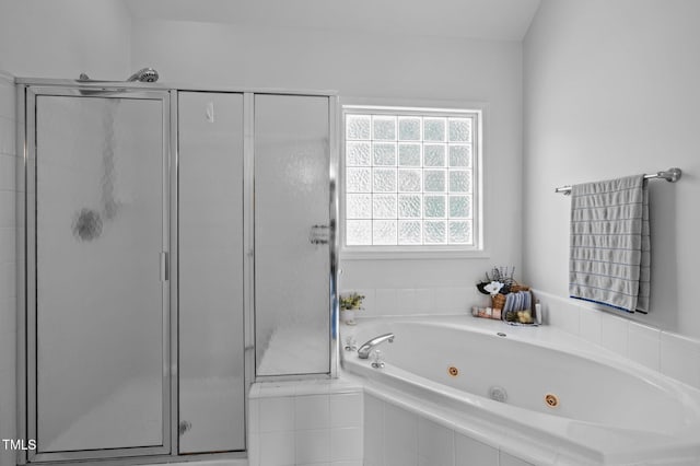 8 Summertime Ct, Durham, NC 27707 - bathroom with a shower stall and a jetted tub