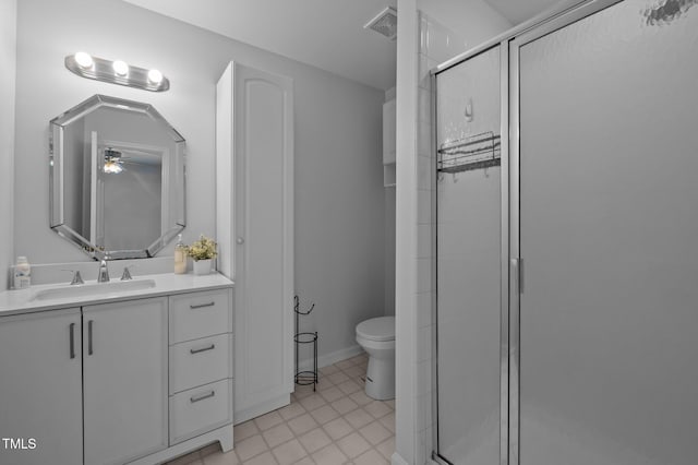 8 Summertime Ct, Durham, NC 27707 - full bathroom featuring a stall shower, vanity, and ceiling fan