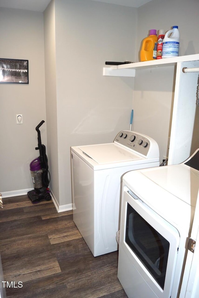 80 Stoneridge Rd, Durham, NC 27705 - washroom featuring washing machine and clothes dryer and dark wood-type flooring