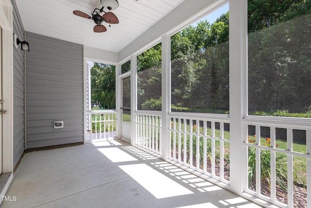 1127 Timbercut Dr, Durham, NC 27703 - unfurnished sunroom with ceiling fan