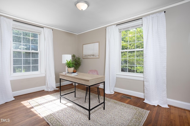 2423 Farthing St, Durham, NC 27704 - office space featuring healthy amount of natural light, ornamental molding, and wood finished floors