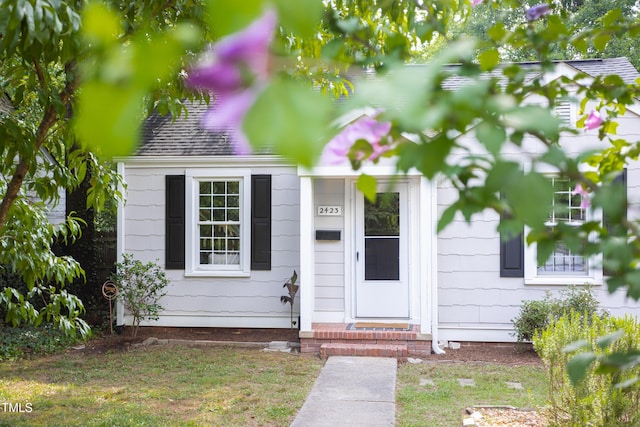 2423 Farthing St, Durham, NC 27704 - entrance to property with a shingled roof