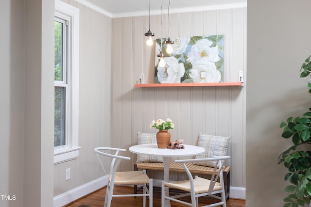 2423 Farthing St, Durham, NC 27704 - dining room with crown molding and wood finished floors
