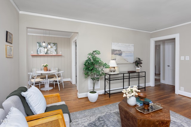 2423 Farthing St, Durham, NC 27704 - living area with wood finished floors and crown molding