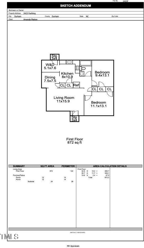 2423 Farthing St, Durham, NC 27704 - view of property floor plan