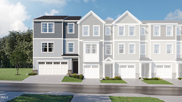 221 Carova Bnd, Apex, NC 27539 - view of property with a garage, driveway, and stone siding