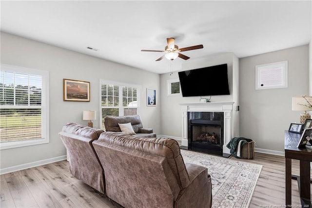 3902 Standardbred Dr, Hope Mills, NC 28348 - living area with ceiling fan, light wood finished floors, and plenty of natural light