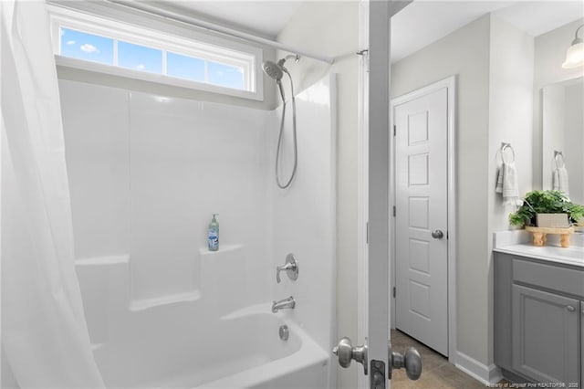 3902 Standardbred Dr, Hope Mills, NC 28348 - bathroom with shower / tub combo with curtain, vanity, and tile patterned flooring