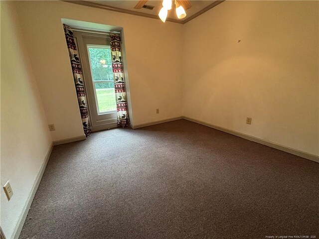 5200 Pineview Rd, Lumberton, NC 28360 - carpeted empty room featuring ceiling fan and crown molding